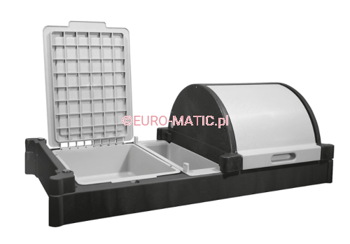 zestaw trzech kuwet Numatic NKA9R do wózków serwisowych z pokrywą i przegrodami do organizacji akcesoriów sprzątających