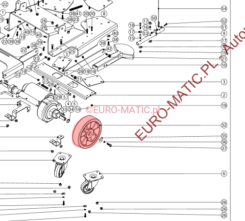 koło jezdne do maszyn Numatic TTV5565/TTB6652T/CRO8055