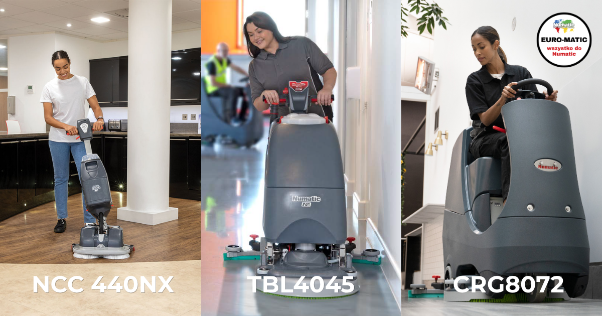 Maszyny do mycia podłóg w szkołach i na uczelniach (NCC 440NX, TBL4045, CRG8072) — jak dobrać sprzęt do bieżącego czyszczenia posadzek 